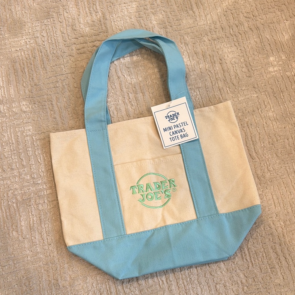 Trader Joe’s mini canvas tote bag in blue